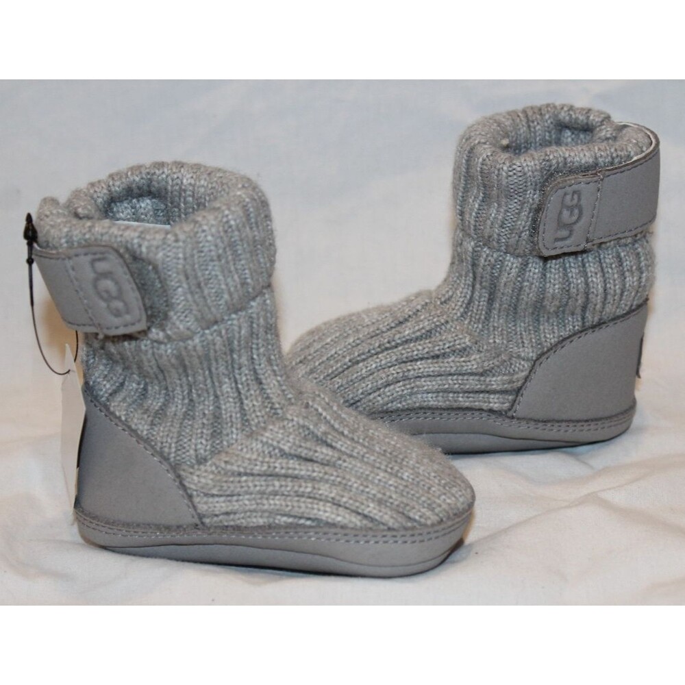 NIB‎ UGG Infant Skylar Knit Sweater Booties GRAY NEW SZ 0/1 0-6 MONTHS